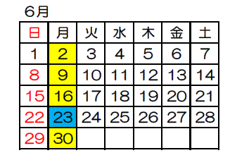 ６月カレンダー