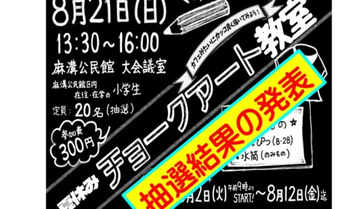 「チョークアート教室」の抽選結果（発表）