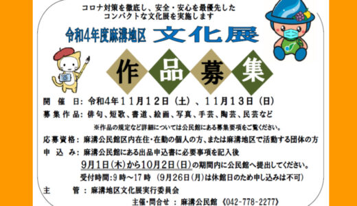 令和４年度「麻溝地区文化展」作品募集のお知らせ