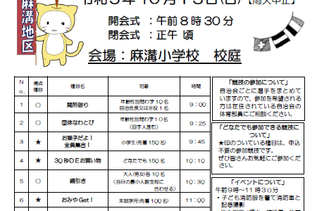 【募集】令和５年度麻溝地区スポーツフェスティバル